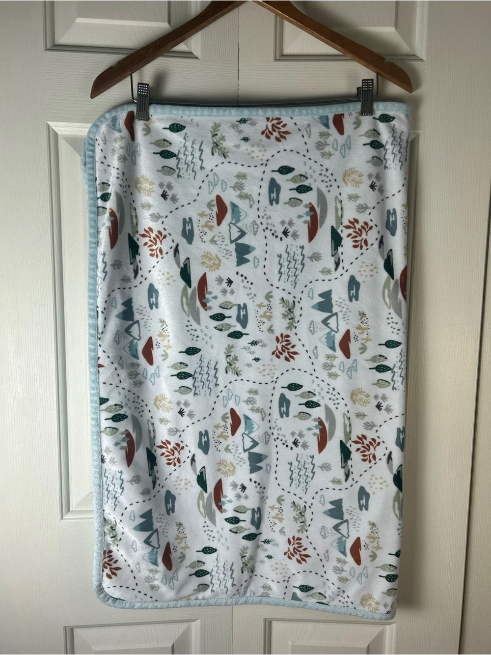 Modern Moments by Gerber Mountains Baby Blanket Blue Green White Trees Plaid